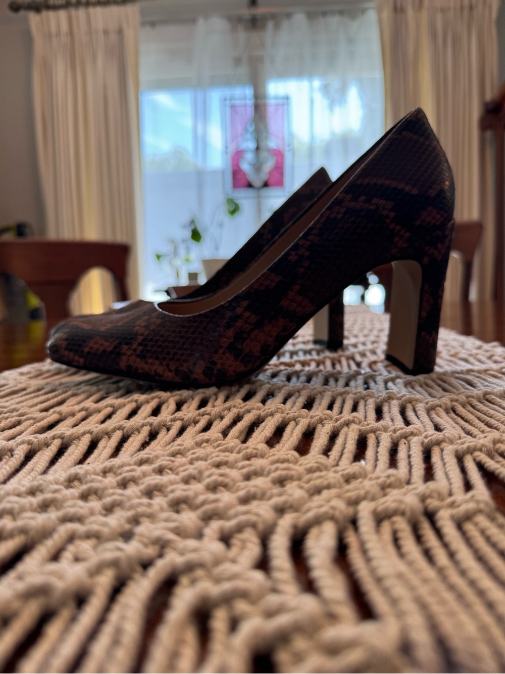 Franco Sarto Brown Snake-Print Pointed Toe Pumps - Picture 6 of 7